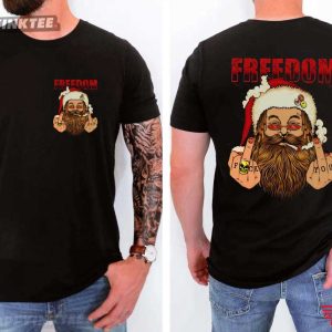 Freedom Defiant Santa Claus Minimalist Patriotic Merry Christmas T-Shirt