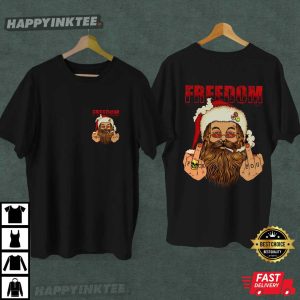 Freedom Defiant Santa Claus Minimalist Patriotic Merry Christmas T Shirt (1)