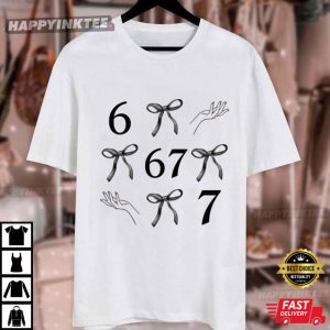 Six Seven Coquette Bow 67 Number Cute Minimalist Meme T Shirt (1)