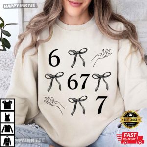 Six Seven Coquette Bow 67 Number Cute Minimalist Meme T Shirt (3)