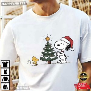 Christmas Tree Snoopy Cute Cartoon Dog Holiday Season T Shirt (1)