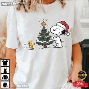 Christmas Tree Snoopy Cute Cartoon Dog Holiday Season T Shirt (2)