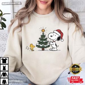 Christmas Tree Snoopy Cute Cartoon Dog Holiday Season T Shirt (3)