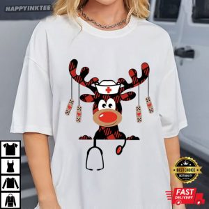 Christmas Reindeer Santa Stethoscope Gift For Nurses Graduation T-Shirt