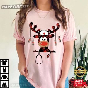 Christmas Reindeer Santa Stethoscope Gift For Nurses Graduation T Shirt (3)