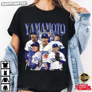 Yoshinobu Yamamoto Dodgers Retro Graphic Bootleg Baseball T Shirt (4)