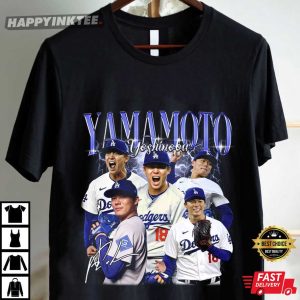 Yoshinobu Yamamoto Dodgers Retro Graphic Bootleg Baseball T Shirt (1)