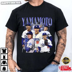 Yoshinobu Yamamoto Dodgers Retro Graphic Bootleg Baseball T-Shirt