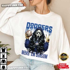 Dodgers Baseball Ghostface Scream Fan Gear T Shirt (4)