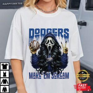 Dodgers Baseball Ghostface Scream Fan Gear T-Shirt