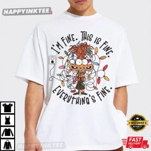 Anxiety Everything Is Fine Mental Health Inside Out Christmas T-Shirt