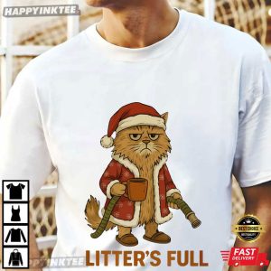 Litter's Full Funny Cat Christmas Parody Holiday Gift T Shirt (1)