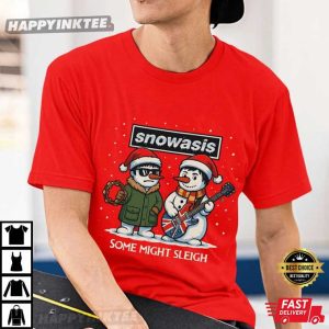 Snowasis Some Might Sleigh Snowman Rock Band Funny Christmas T Shirt (2)