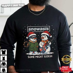 Snowasis Some Might Sleigh Snowman Rock Band Funny Christmas T Shirt (3)