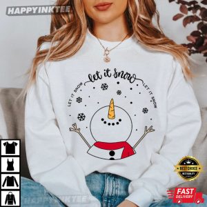 Let It Snow Snowman Mental Health Teacher Christmas T Shirt (4)