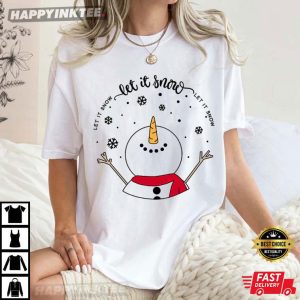 Let It Snow Snowman Mental Health Teacher Christmas T Shirt (1)