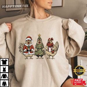 Chicken Christmas Tree Coquette Bow Christmas Gift T Shirt (4)