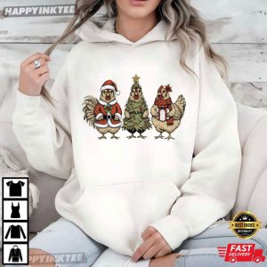 Chicken Christmas Tree Coquette Bow Christmas Gift T Shirt (3)