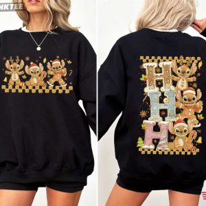 Stitch Ho Ho Ho Gingerbread Coquette Cartoon Christmas Holiday T Shirt (2)