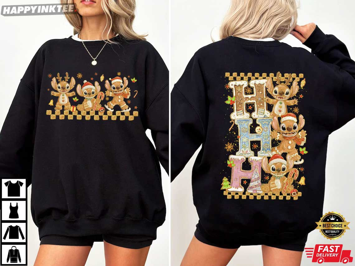 Stitch Ho Ho Ho Gingerbread Coquette Cartoon Christmas Holiday T-Shirt Stitch Ho Ho Ho Gingerbread Coquette Cartoon Christmas Holiday T-Shirt