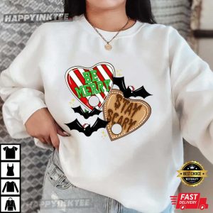 Be Merry Stay Scary Gingerbread Bats Spooky Christmas Gift T Shirt (3)