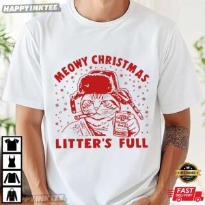Meowy Christmas Litters Full Funny Xmas Cat Lovers T-Shirt