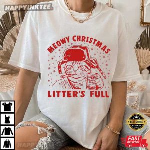 Meowy Christmas Litters Full Funny Xmas Cat Lovers T Shirt (2)