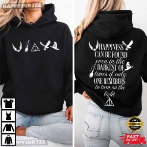 Happiness Can Be Found Bookish Quote Wizard Magical Book T Shirt (1)