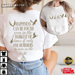 Happiness Can Be Found Bookish Quote Wizard Magical Book T Shirt (3)