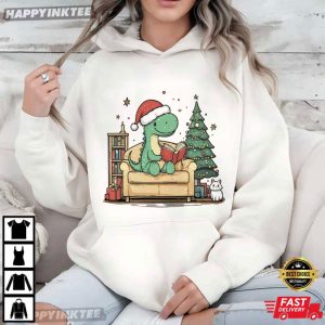 Christmas Dinosaurs Lover Librarian Teacher Gift T Shirt (4)
