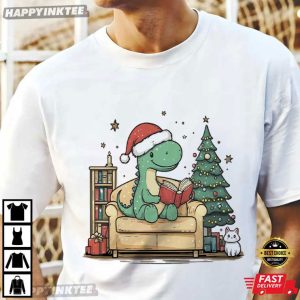 Christmas Dinosaurs Lover Librarian Teacher Gift T-Shirt