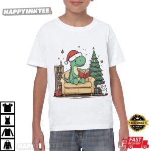 Christmas Dinosaurs Lover Librarian Teacher Gift T Shirt (2)