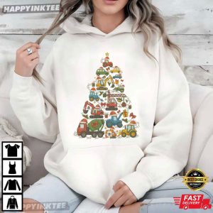 Christmas Truck Tree Funny Construction Vehicles Cute Christmas T Shirt (4)