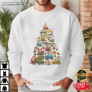 Christmas Truck Tree Funny Construction Vehicles Cute Christmas T Shirt (3)