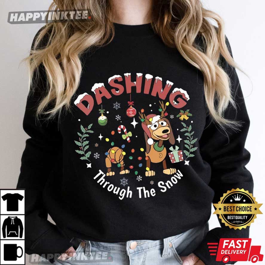 Dashing Through The Snow Slinky Dog Disney Toy Story Christmas T-Shirt