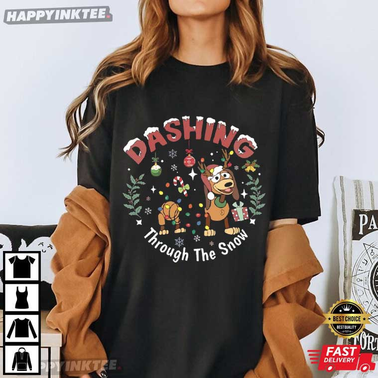 Dashing Through The Snow Slinky Dog Disney Toy Story Christmas T-Shirt