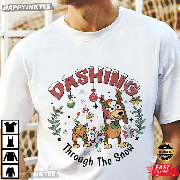 Dashing Through The Snow Slinky Dog Disney Toy Story Christmas T-Shirt