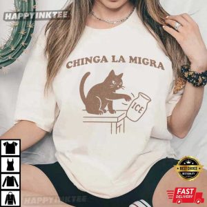 Chinga La Migra Pro Immigration Abolish ICE Funny Cat Feminist T Shirt (3)