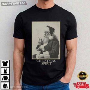 Christmas Spirit Funny Santa Smoking Retro Holiday T-Shirt