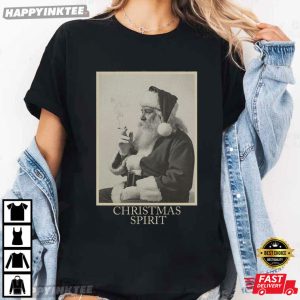 Christmas Spirit Funny Santa Smoking Retro Holiday T Shirt (2)