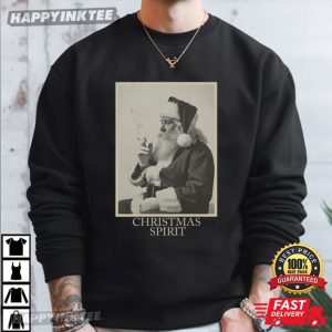Christmas Spirit Funny Santa Smoking Retro Holiday T Shirt (3)