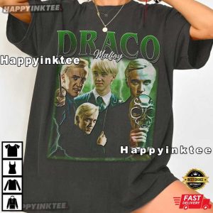 Draco Malfoy Slytherin Wizard Vintage Bootleg Graphic T Shirt (1)