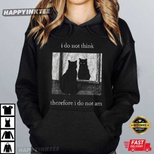 Black Cat I Do Not Think Therefore I Do Not Am Vintage Witchy T Shirt (4)