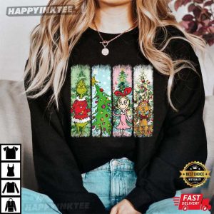 Watercolor Christmas Movie Grinch Holiday Funny T Shirt (4)