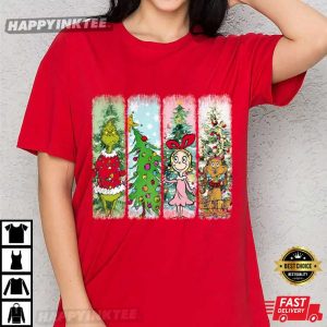 Watercolor Christmas Movie Grinch Holiday Funny T Shirt (2)