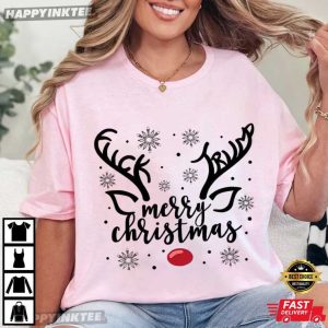 Subtle Anti Trump Christmas Reindeer Funny FDT T Shirt (2)