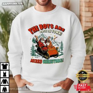Santa And Jesus Merry Christmas Vintage Holiday T Shirt (4)