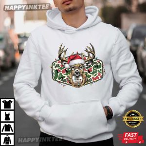 Deer Head Hunting Camo Funny Christmas Merry And Bright Holiday T Shirt (4)