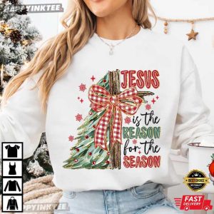 Jesus Is The Reason For A Season Preppy Christmas Red Plaid T Shirt (3)