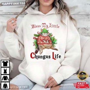 Blessed My Little Chungus Life Funny Cat Meme Christmas T Shirt (4)